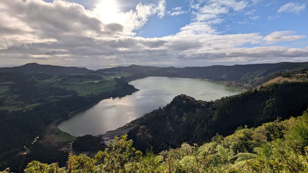 The town and lagoon of Furnas.